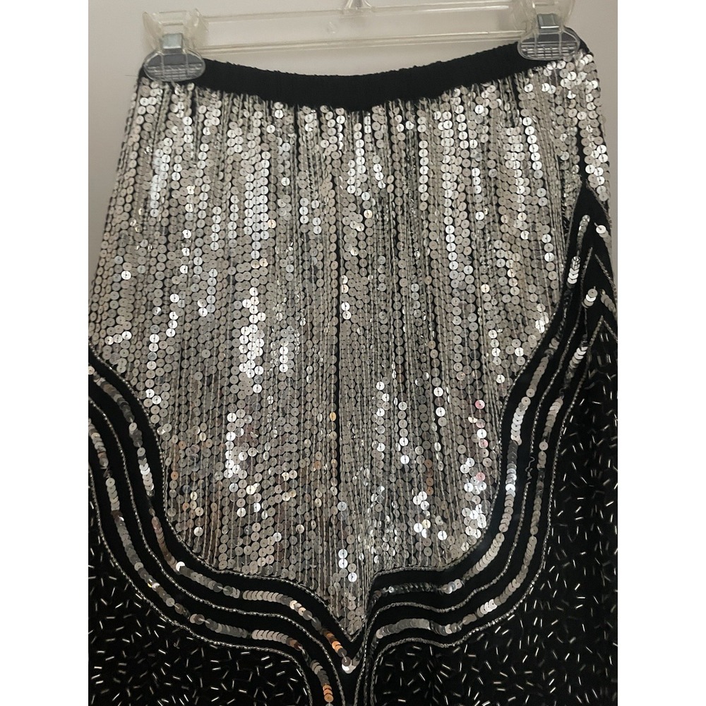 Vintage Judith Ann Creations M Skirt Gadsby Black Silk Sequin 20s Flapper NYE - Picture 9 of 10